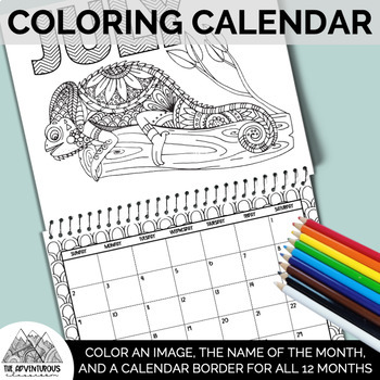 Preview of 2023-2024 Coloring Calendar – Printable