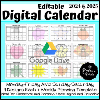 2021 2022 digital printable calendar google slides distance learning