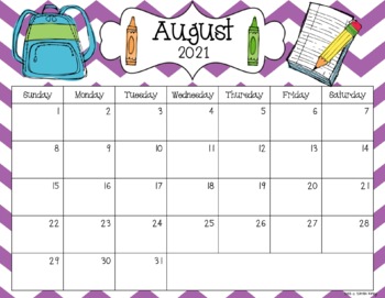 2021 -2022 Editable Calendar by Sarah Kirby | TPT