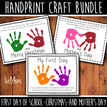 Preview of 2024 Handprint Craft Bundle - First Day of School, Christmas, Mother's Day