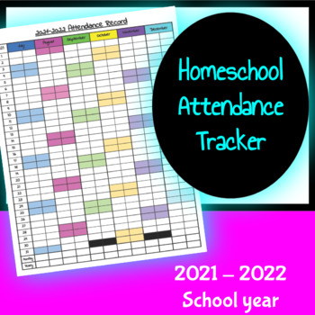 Preview of 2021-2022 Homeschool Attendance Tracker