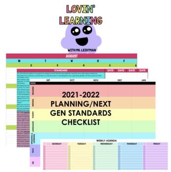 Preview of 2021-2022 Planning & 6th Grade Next Gen Standards Checklist Google Sheets