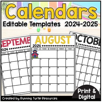 2023-2024 Calendar- Editable Monthly Calendar Templates, 5 Day Calendar ...