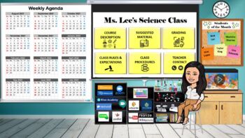 Preview of 2021-22 Bitmoji Classroom-SCIENCE(Editable-GOOGLE SLIDES) Syllabus&Weekly Agenda