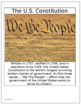 Preview of 2021 AMSCO APGOV The Constitution: Review Sheets 1-6 (pgs. 3-41)