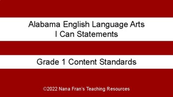 Preview of 2021 Alabama I Can Statements for Grade 1 English Language Arts