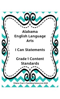 Preview of 2021 Alabama I Can Statements for Grade 1 English Language Arts (Turquoise)