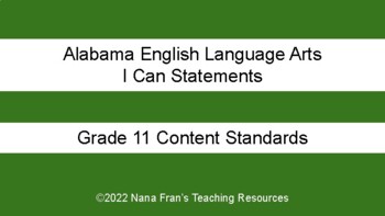Preview of 2021 Alabama I Can Statements for Grade 11 English Language Arts
