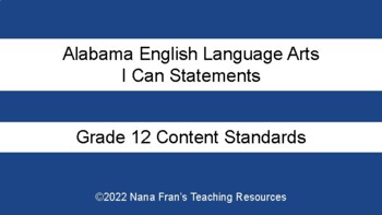 Preview of 2021 Alabama I Can Statements for Grade 12 English Language Arts