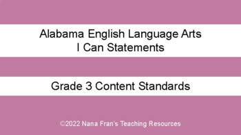 Preview of 2021 Alabama I Can Statements for Grade 3 English Language Arts