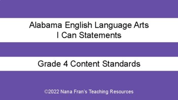 Preview of 2021 Alabama I Can Statements for Grade 4 English Language Arts