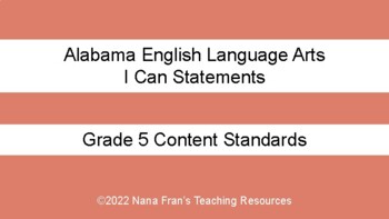 Preview of 2021 Alabama I Can Statements for Grade 5 English Language Arts