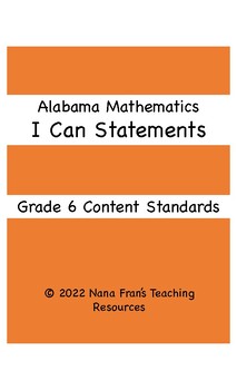 Preview of 2019 Alabama I Can Statements for Grade 6 Mathematics