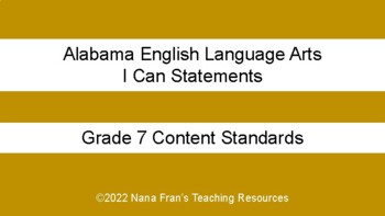 Preview of 2021 Alabama I Can Statements for Grade 7 English Language Arts