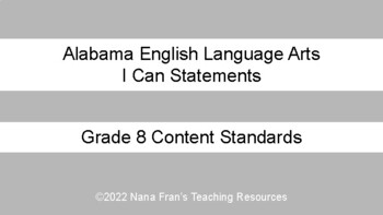 Preview of 2021 Alabama I Can Statements for Grade 8 English Language Arts
