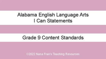 Preview of 2021 Alabama I Can Statements for Grade 9 English Language Arts