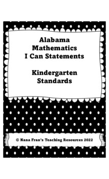 Preview of 2019 Alabama I Can Statements for Kindergarten Mathematics B/W