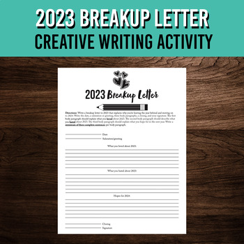 Preview of 2023 Breakup Letter | New Year Writing Activity | Goodbye 2023, Hello 2024