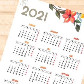 Preview of 2021 Calendar, Printable Calendar 2021 ,Calendar 2021,Printable Calendar