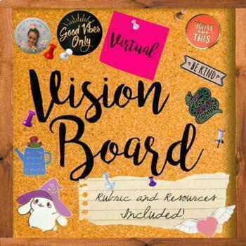 21 New Year Goal Setting Virtual Vision Board Activity Rubric Included