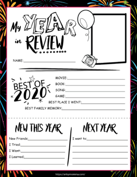 2021 New Year's Hat & Best of 2020 Review Keepsake | TPT