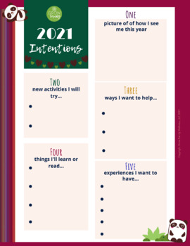 Preview of 2021 New Years Intentions & Goals Worksheet