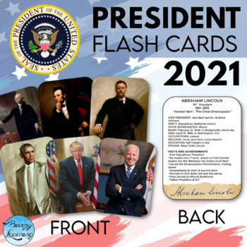 Preview of 2021 President Flashcards / 46 Presidents from George Washington to Joe Biden