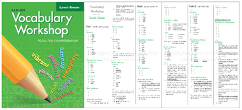 Preview of 2021 Sadlier_VocabularyWorkshop (TOOLS FOR COMPREHENSION)_Level Green Answer Key