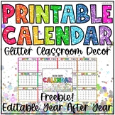 2022 - 2022 Calendar FREEBIE! Glitter Classroom Decor