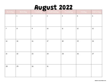 Preview of 2022-2022 School Year Calendar EDITABLE & PRINTABLE