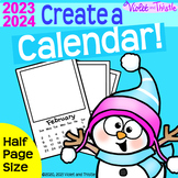 2022 2023 Calendar HALF PAGE Printable Monthly Christmas G