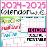 2023-2024 EDITABLE Monthly Calendars Printable & Digital Calendar