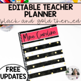 2023-2024 EDITABLE Teacher Planner | Black and Gold | FREE