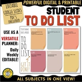 Student Planner Editable Print and Digital 2022-2023 Weekly TO DO LIST | Agenda