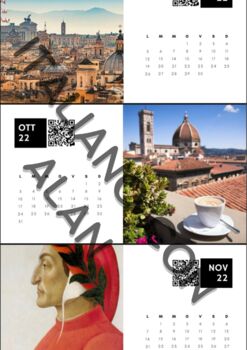 Preview of 2022-2023 Editable School Calendar! Great for Italian Classes! With QR-CODES!