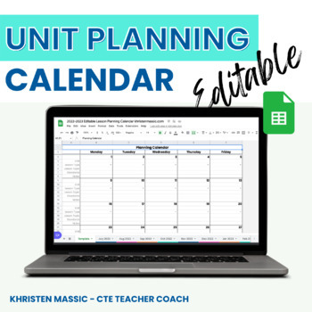 Preview of 2024-2025 Editable Unit Planning Calendar - Middle School and High School