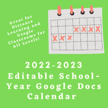 google doc calendar 2022 teaching resources teachers pay teachers