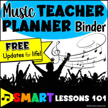 Preview of 2024-2025 Music Teacher Binder Editable Teacher Planner FREE Updates!