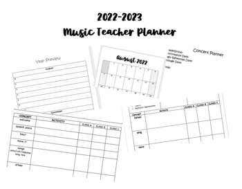 Preview of 2023-2024 Music Teacher Lesson Plan Book