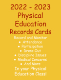 2022 - 2023 Physical Education Records Card