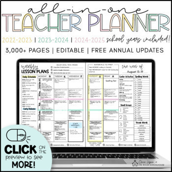 Preview of 2022-2025 TEACHER PLANNER | All-In-One | Digital, Printable, & Editable
