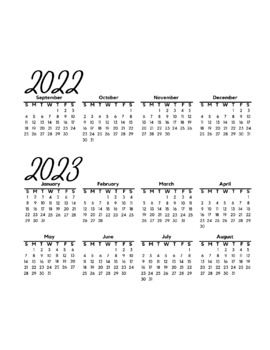 2022-23 School Year Calendar by Sweet Little Sounds Music Resources