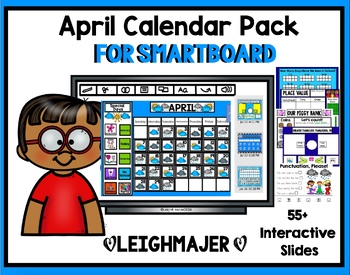 Preview of 2024 April Calendar and Math Pack for Smartboard