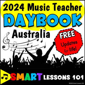 Preview of 2024 Australian MUSIC TEACHER BINDER Digital Editable Planner FREE Yearly Update