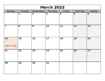 2022 Calendar Australia (Victorian school dates and public holidays)