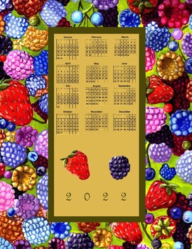 Preview of 2022 Calendar Berries Border Art Letter Size Printable