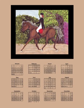 Preview of 2022 Calendar Dressage Horse Riding Equine Equestrian Art Letter Size Printable