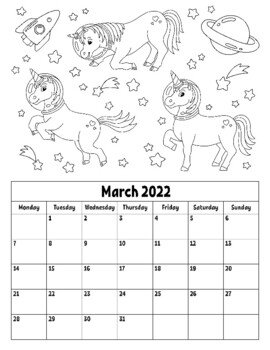 march 2022 calendar coloring pages