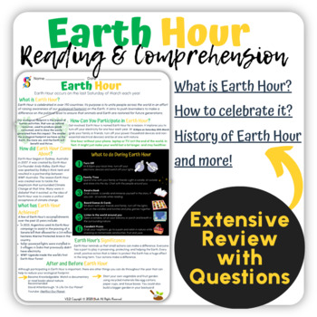 Preview of 2023 Earth Hour Workbook & Project | Elementary Activities | Worksheet