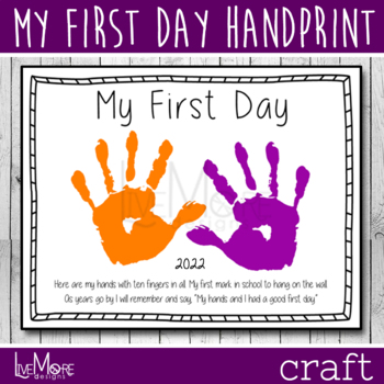 Preview of 2024 First Day Of Preschool / Pre-K / Kindergarten Handprint Printable Craft